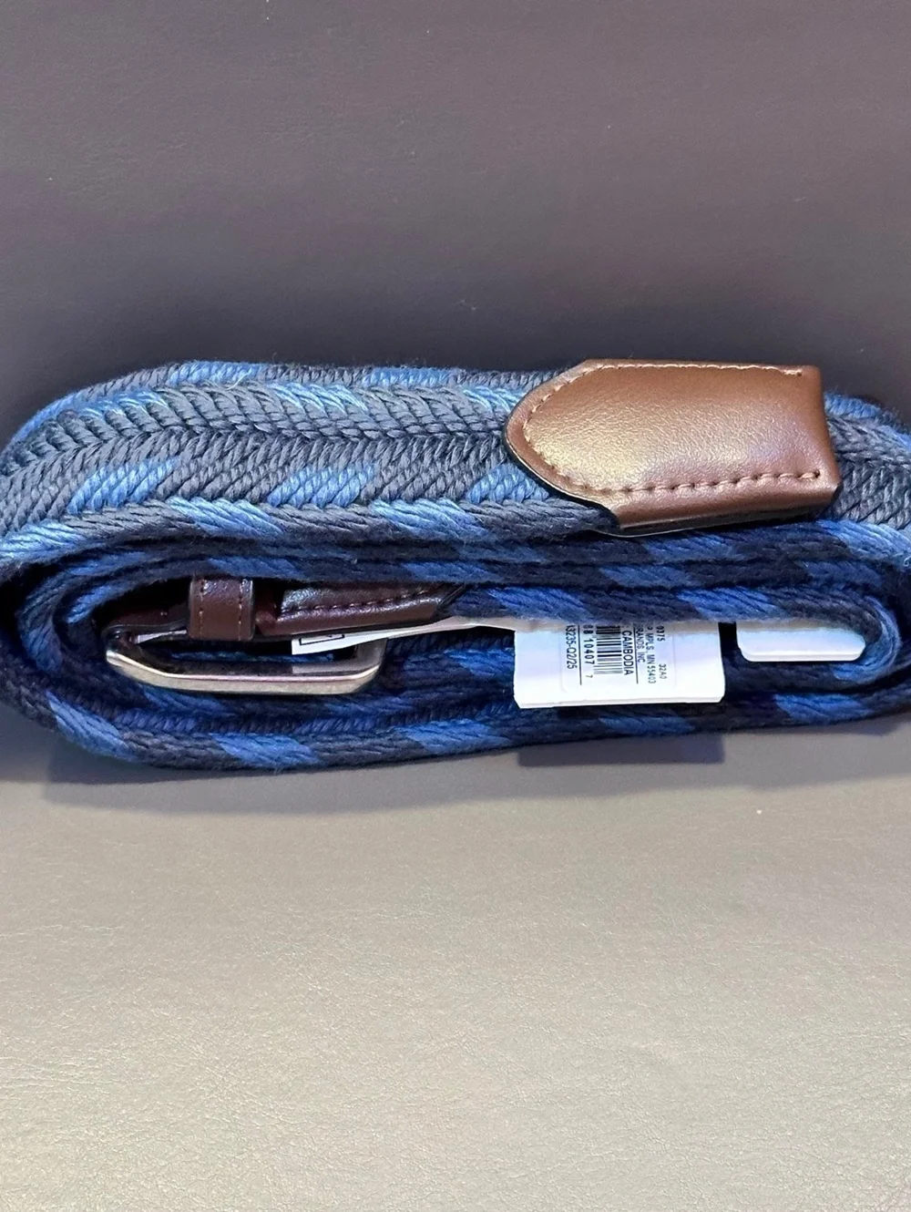 Goodfellow & Co Men's L 36-38 Woven Belt Preppy Casual Blue Brown NWT